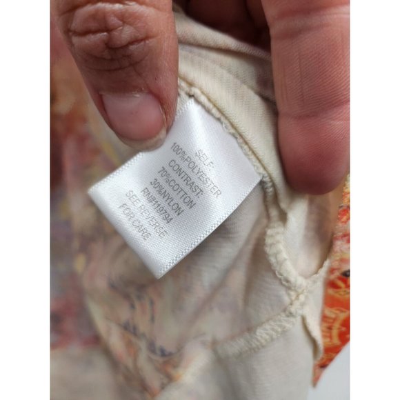 Live & Let Live Women BOHO Top Size Large Coral Floral Lace Yoke Flutter Sleeve - Picture 6 of 9